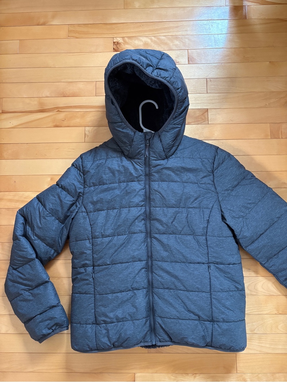 TNA Women’s Hooded Puffer Jacket - Dark Gray - Size Medium
